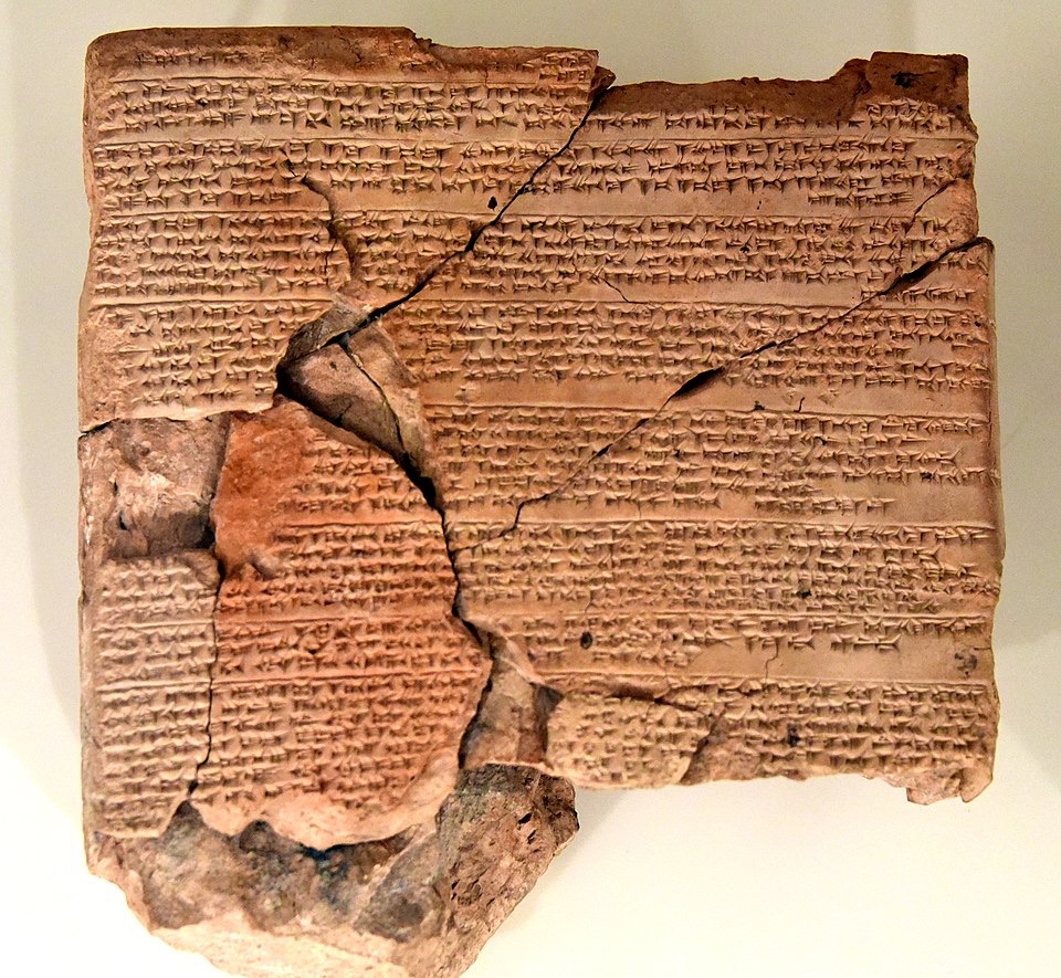 Cuneiform clay tablet of the Treaty of Qadesh between Egypt and the Hittites, showing ancient diplomatic agreement in Akkadian script